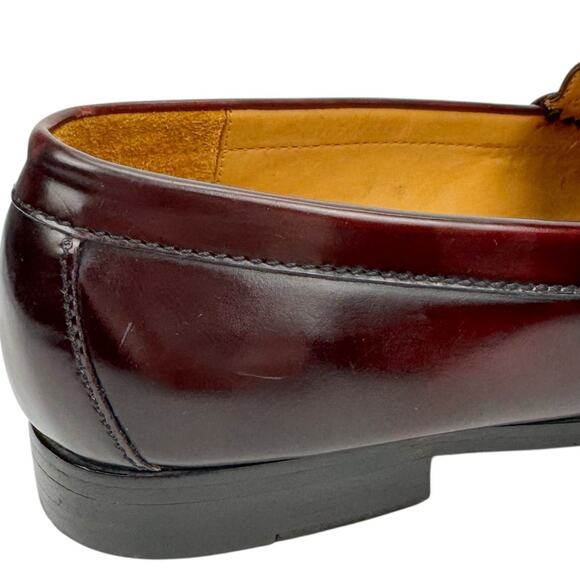 Cole Haan Burgundy Leather Pinch Tassel Loafers Sz 10.5 Cushioned Comfort Formal
